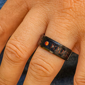 Black & Red Tungsten Carbide Ring, One Size 11